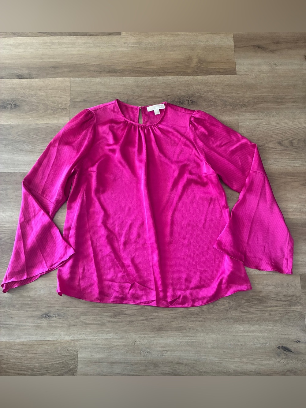Michael Michael Kors Hot Pink Textured Bell-Sleeve Blouse Size Large